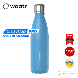 Waatr CrazyCap Pro UV Water Purifier Bottle - Miami Blue
