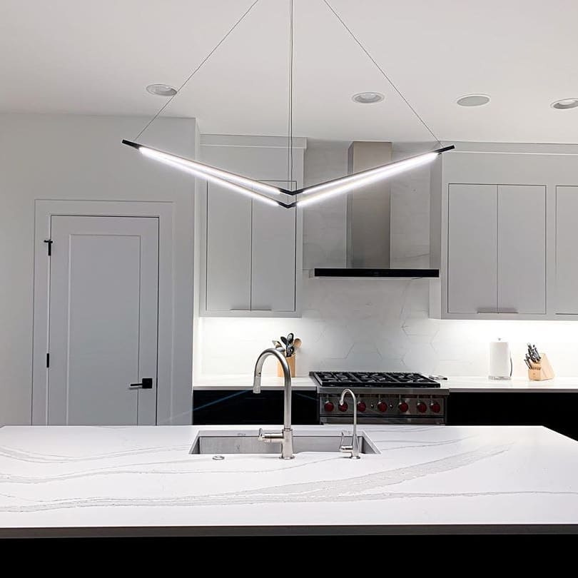 Z-Bar Pendant Bird in a modern black and white kitchen