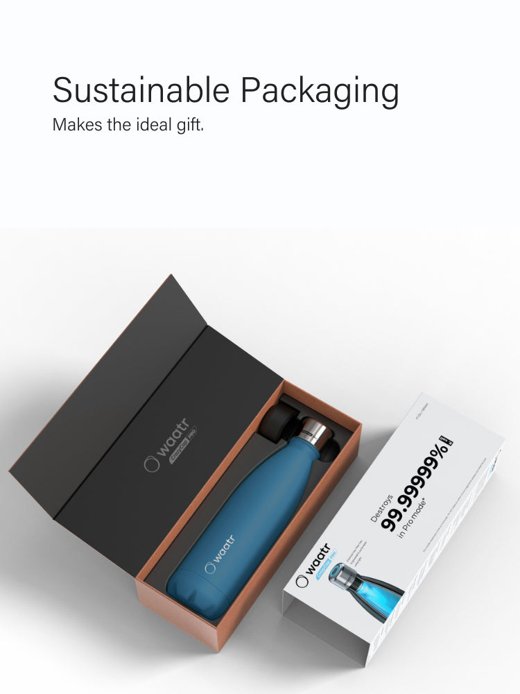 Waatr CrazyCap Pro UV Water Purifier Bottle - Classic Blue