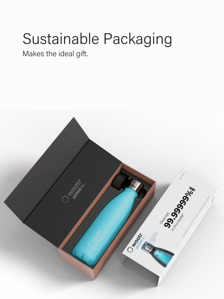 Waatr CrazyCap Pro UV Water Purifier Bottle - Miami Blue