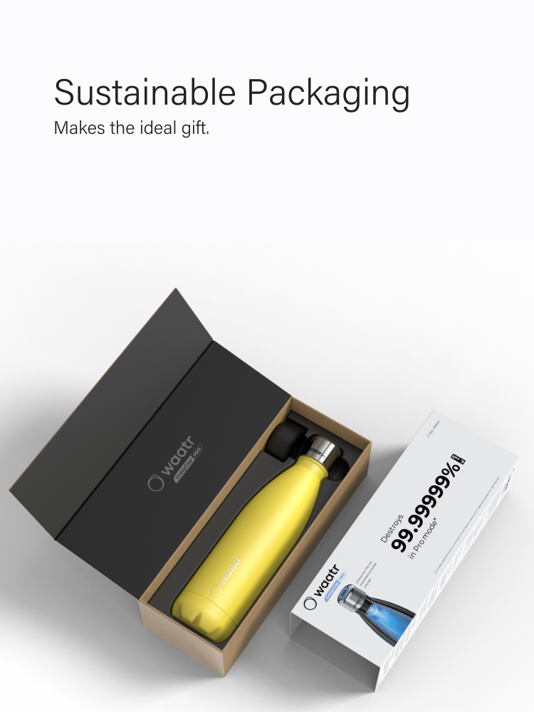 Waatr CrazyCap Pro UV Water Purifier Bottle - Sunshine