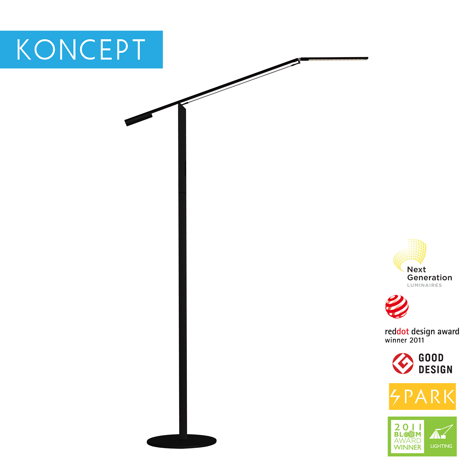 Koncept Equo | LED Floor Lamp Table Reading Task Light Dimmable ...