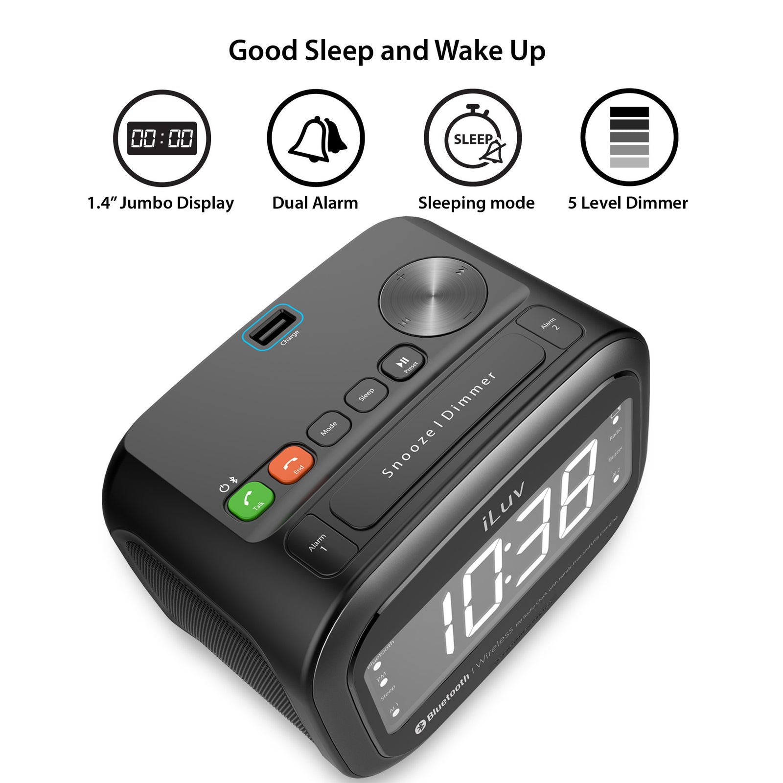 iLuv MORNING CALL2 Bluetooth Alarm Speaker