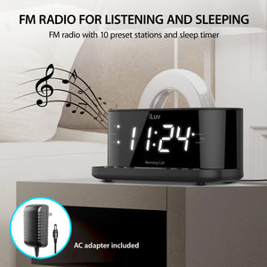 iLuv MORNING CALL 5Q Radio Alarm Clock with Qi Charging Speaker