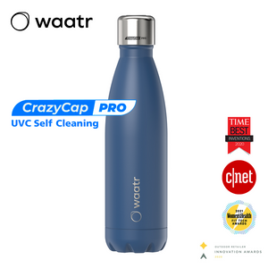 Waatr CrazyCap Pro UV Water Purifier Bottle - Classic Blue
