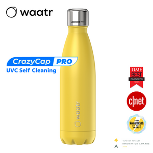 WAATR CrazyCap - Self-Cleaning Water Bottle - Sunshine - Yellow